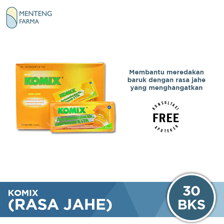 Komix (Rasa Jahe) - Dus isi 30 sachet - Menteng Farma