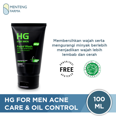 HG For Men Facial Wash Acne Care & Oil Control 100 ML - Sabun Cuci Muka Khusus Kulit Berjerawat - Menteng Farma