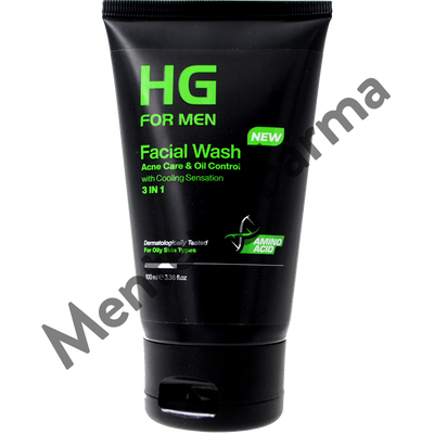 HG For Men Facial Wash Acne Care & Oil Control 100 ML - Sabun Cuci Muka Khusus Kulit Berjerawat - Menteng Farma