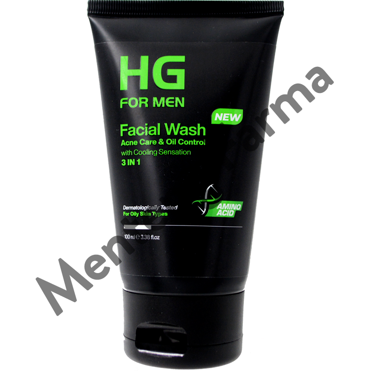 HG For Men Facial Wash Acne Care & Oil Control 100 ML - Sabun Cuci Muka Khusus Kulit Berjerawat - Menteng Farma