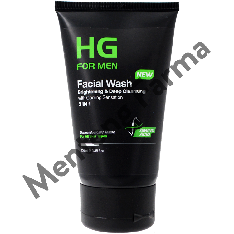 HG For Men Facial Wash Brightening & Deep Cleansing 100 ML - Pembersih dan Pencerah Kulit Wajah Pria - Menteng Farma