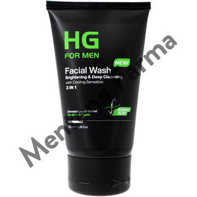 HG For Men Facial Wash Brightening & Deep Cleansing 100 ML - Pembersih dan Pencerah Kulit Wajah Pria - Menteng Farma