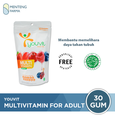 Youvit Multivitamin For Adult 30 Gummies - Multivitamin Gummy Dewasa Rasa Mix Berry - Menteng Farma
