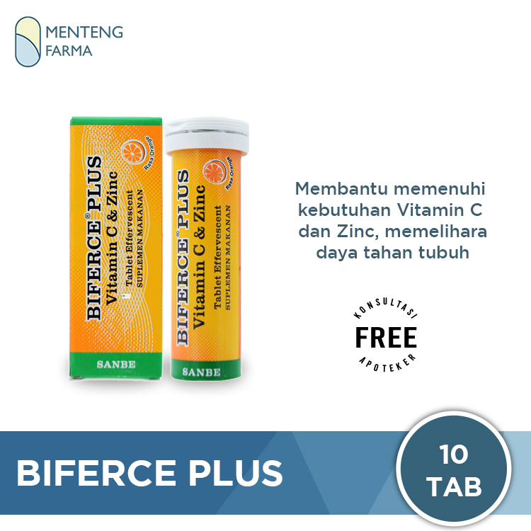 Biferce Plus Tablet Effervescent - Vit C + Zinc Jaga Daya Tahan Tubuh - Menteng Farma
