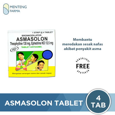 Asmasolon Strip 4 Tablet - Obat Pereda Sesak Napas / Asma - Menteng Farma