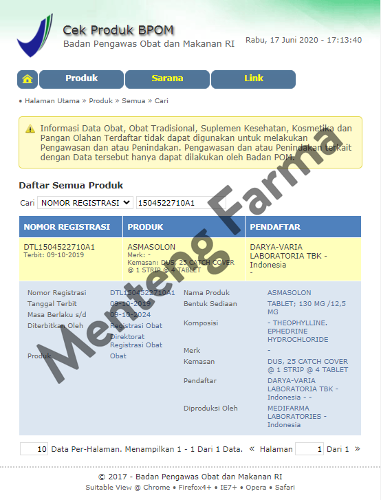 Asmasolon Strip 4 Tablet - Obat Pereda Sesak Napas / Asma - Menteng Farma