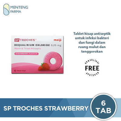 Tablet Hisap SP Troches Meiji (rasa strawberry) - Atasi Gangguan Mulut dan Sakit Tenggorokan - Menteng Farma