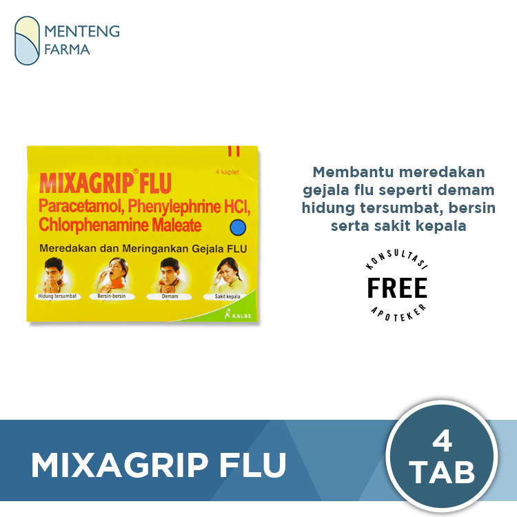 Mixagrip Flu 4 Kaplet - Meredakan Flu, Bersin Bersin, Hidung Tersumbat ...