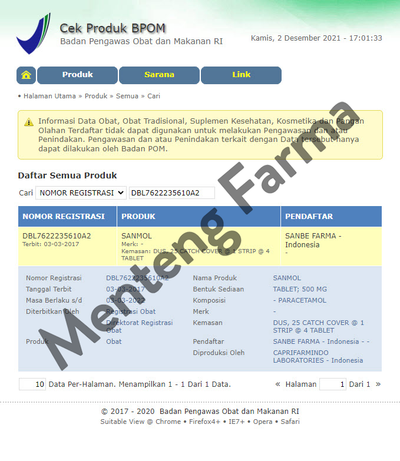 Sanmol Paracetamol Tablets - Obat Penurun Panas / Demam, Pereda Nyeri - Menteng Farma