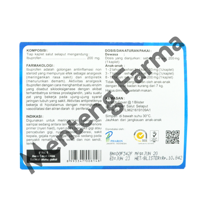 Proris 200 Mg 10 Kaplet - Pereda Demam dan Nyeri Sakit Gigi - Menteng Farma