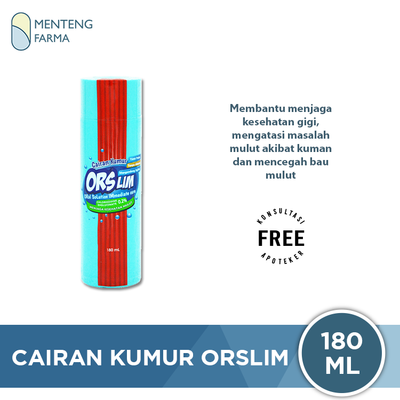 Orslim Cairan Obat Kumur 180 mL - Membersihkan dan Mencegah Bau Mulut - Menteng Farma