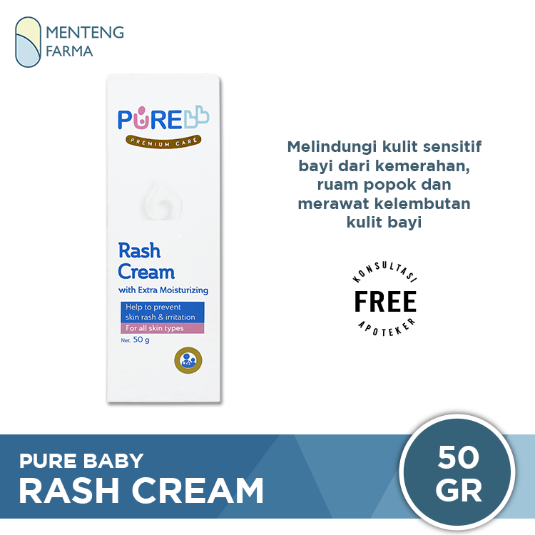 Pure Baby Rash Cream 50 Gram - Krim Pereda Gatal Ruam Popok - Menteng Farma