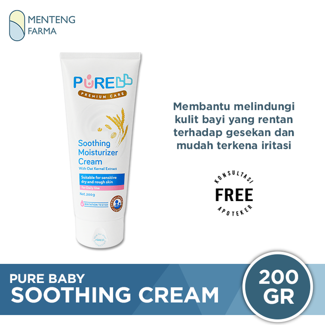 Pure Baby Soothing Moisturizer Cream 200 Gr - Krim Pelembab Kulit Bayi - Menteng Farma