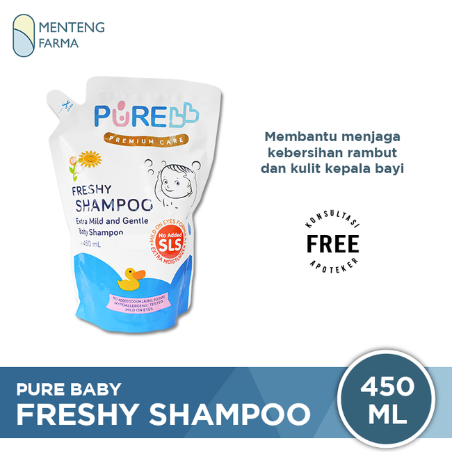 Pure Baby Shampoo Freshy Refill 450 mL - Shampoo Bayi Non SLS - Menteng Farma