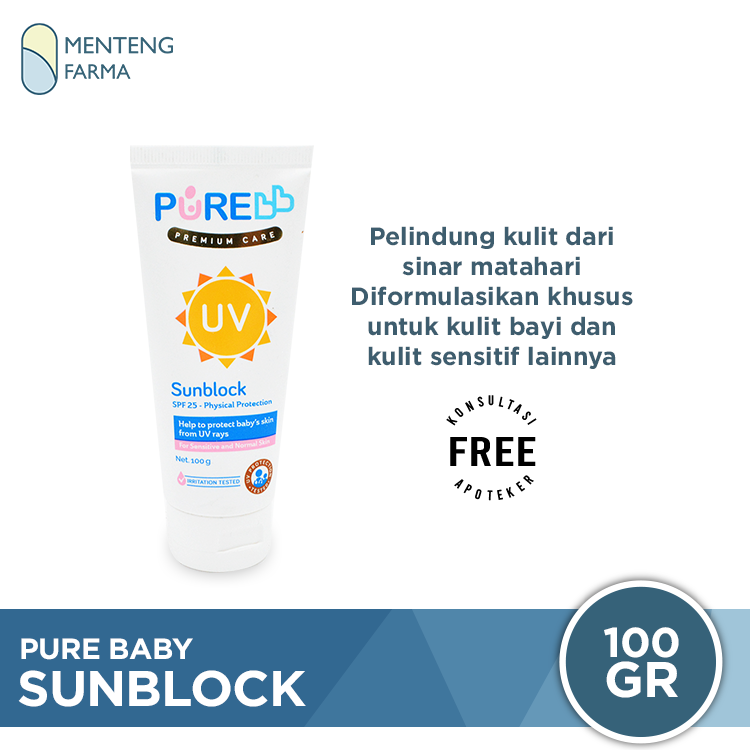 Pure Baby Sunblock SPF 25 100 gr - Sunblock Khusus Baby dan Anak - Menteng Farma