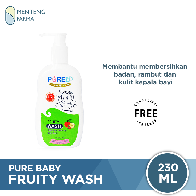 Pure Baby Wash Fruity 230 mL - Sabun Mandi Bayi Non SLS - Menteng Farma