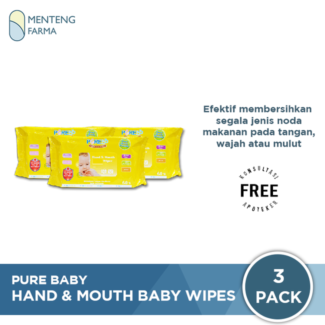 Pure Baby Combo Hand and Mouth Baby Wipes Orange - Tisu Basah Bayi - Menteng Farma