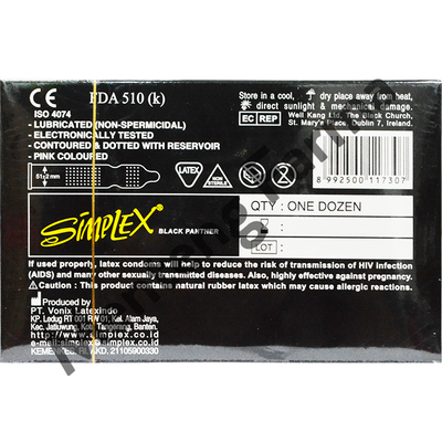 Kondom Simplex Black Panther - Isi 12 - Menteng Farma