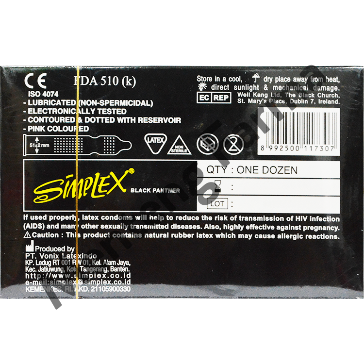 Kondom Simplex Black Panther - Isi 12 - Menteng Farma