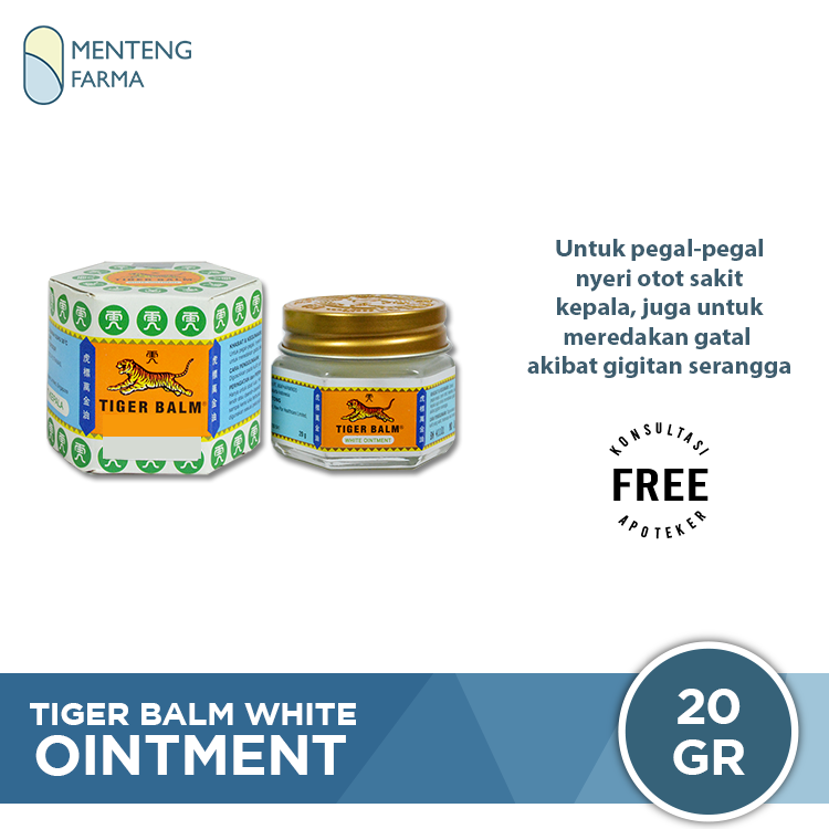 Tiger Balm White Ointment - Balsem Pereda Pegal dan Nyeri Otot - Menteng Farma