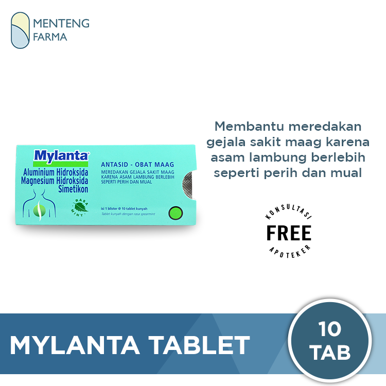 Mylanta Tablet - Obat Sakit Maag / Nyeri Lambung / Tukak Lambung - Menteng Farma