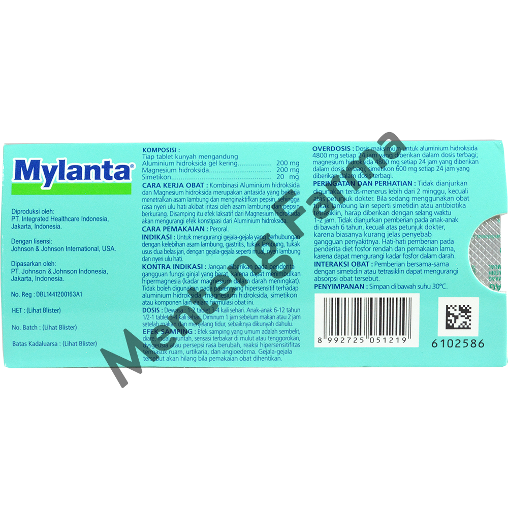 Mylanta Tablet - Obat Sakit Maag / Nyeri Lambung / Tukak Lambung - Menteng Farma