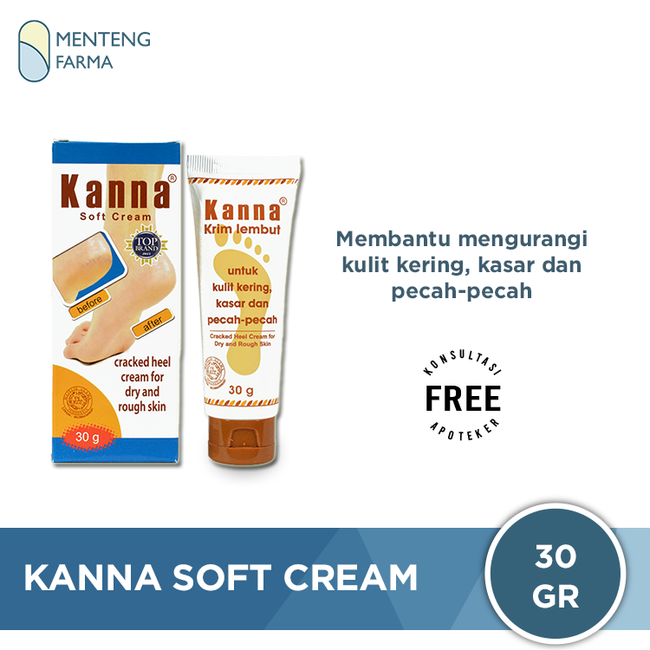 Kanna Soft Cream 30 Gram - Krim Lembut Untuk Kaki Kering, Kasar, Pecah - Pecah - Menteng Farma