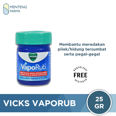 Vicks VapoRub 25 gr - Obat Oles Pereda Batuk dan Pilek - Menteng Farma