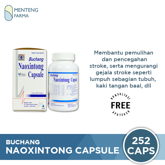 Buchang Naoxintong Botol Isi 252 Capsule - Obat Stroke dan Hipertensi - Menteng Farma