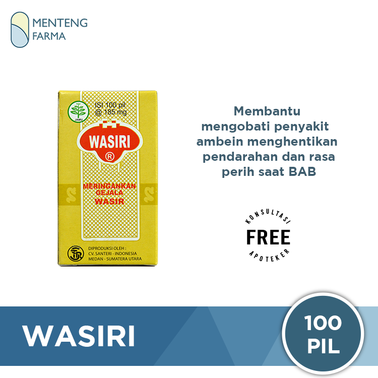 Wasiri (Isi 100 Pil) - Obat Wasir dan BAB Berdarah - Menteng Farma