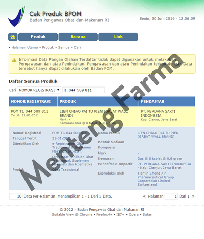 Lienchiaopaitu Pien - Dus Isi 12 Botol Kecil - Menteng Farma