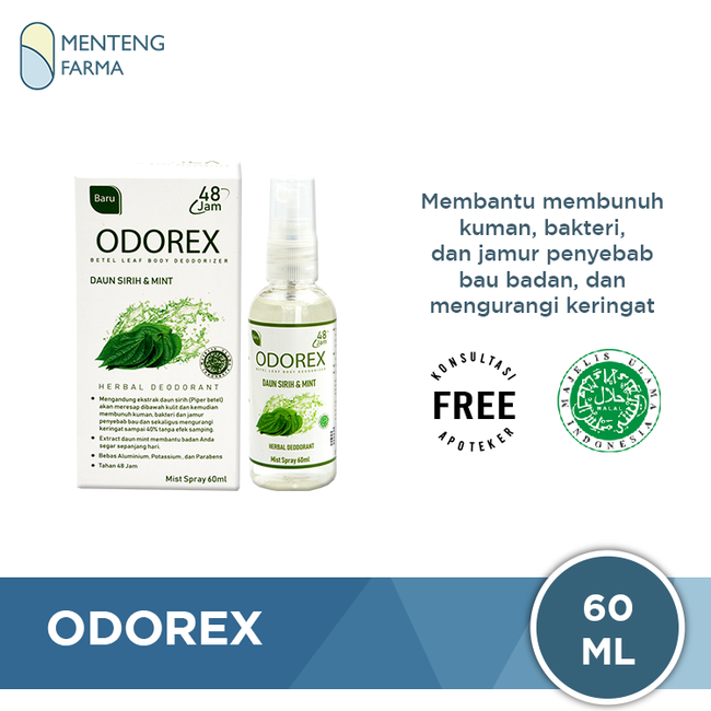 Odorex Herbal Deodorant Spray 60 mL - Mengatasi Keringat dan Bau Badan - Menteng Farma