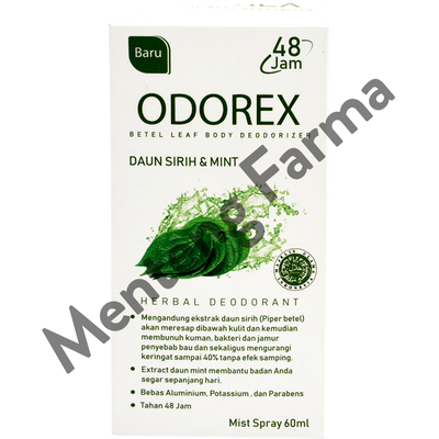 Odorex Herbal Deodorant Spray 60 mL - Mengatasi Keringat dan Bau Badan - Menteng Farma