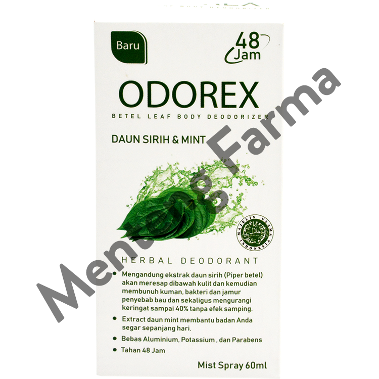 Odorex Herbal Deodorant Spray 60 mL - Mengatasi Keringat dan Bau Badan - Menteng Farma