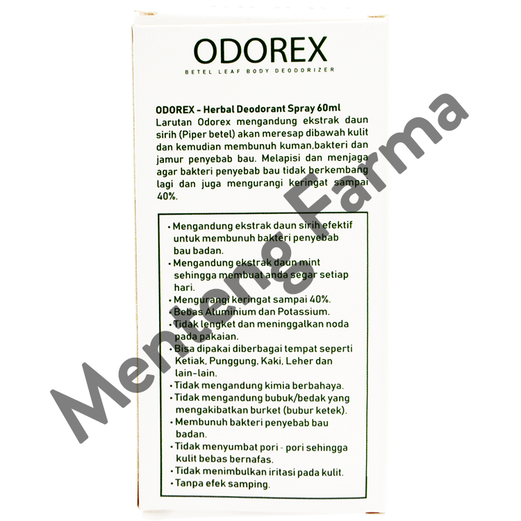 Odorex Herbal Deodorant Spray 60 mL - Mengatasi Keringat dan Bau Badan - Menteng Farma