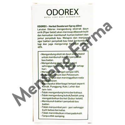 Odorex Herbal Deodorant Spray 60 mL - Mengatasi Keringat dan Bau Badan - Menteng Farma