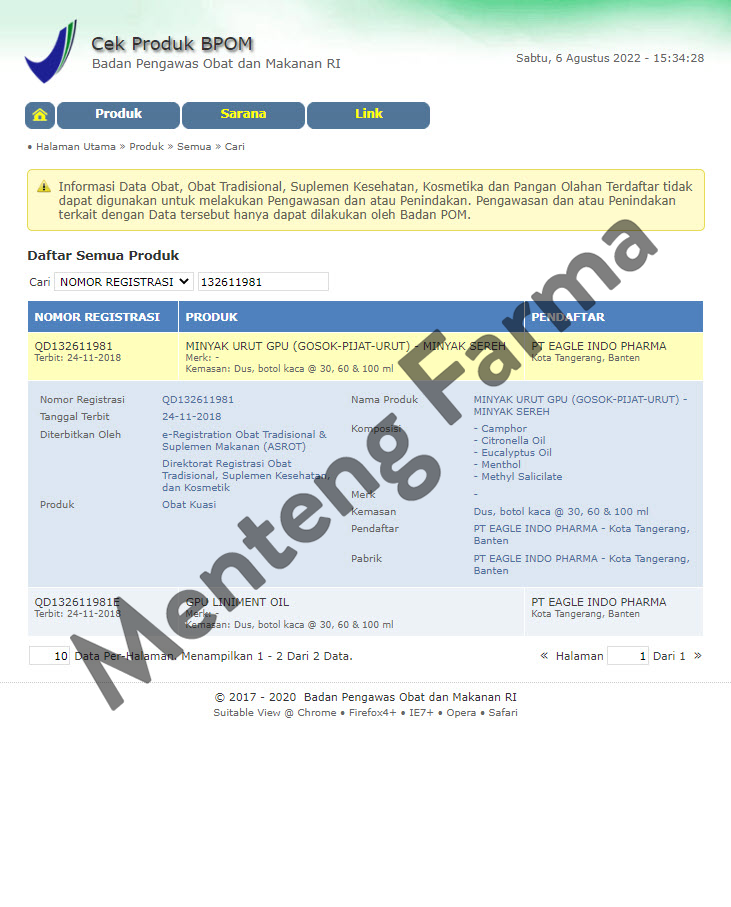 Minyak Urut GPU Cap Lang Minyak Sereh 60 mL - Minyak Urut Licin dan Hangat - Menteng Farma