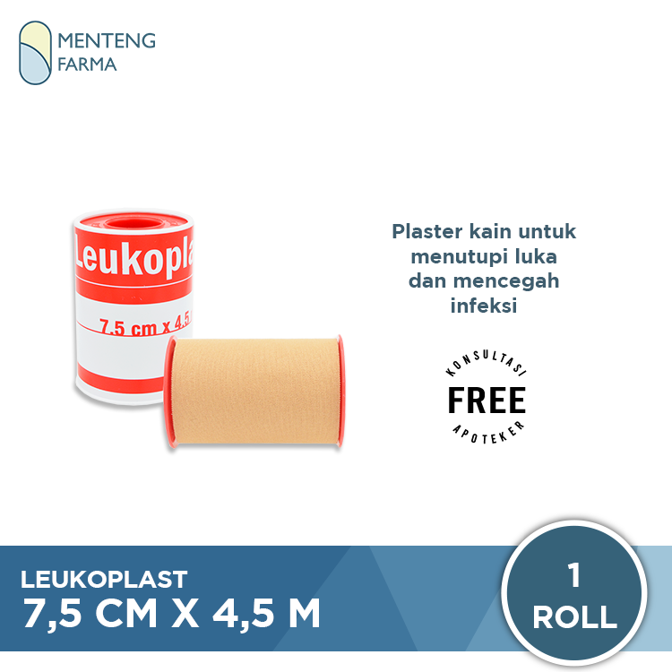 Leukoplast Plaster Roll 7.5 CM x 4.5 M - Plaster Kain Penutup Luka Infusan Kateter - Menteng Farma