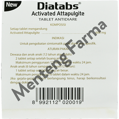 Diatabs - Obat Antidiare, Penyerap Racun / Bakteri Diare - Menteng Farma