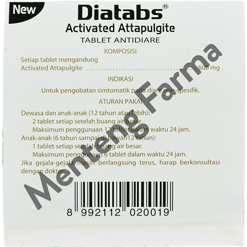 Diatabs - Obat Antidiare, Penyerap Racun / Bakteri Diare - Menteng Farma