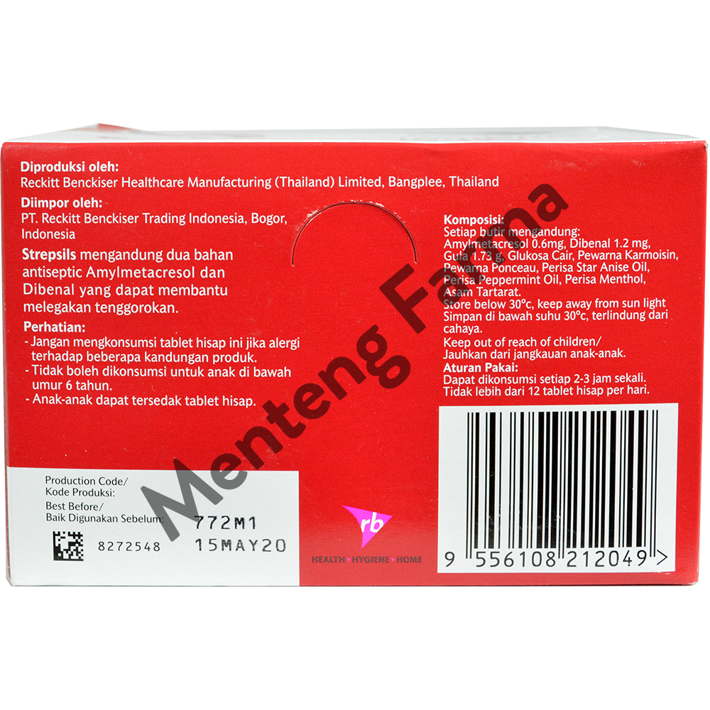 Strepsils (Original) Sachet - Permen Pelega Sakit Tenggorokan - Menteng Farma