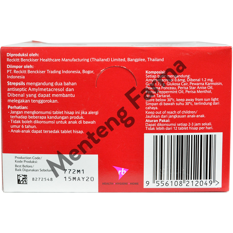 Strepsils (Original) Sachet - Permen Pelega Sakit Tenggorokan - Menteng Farma