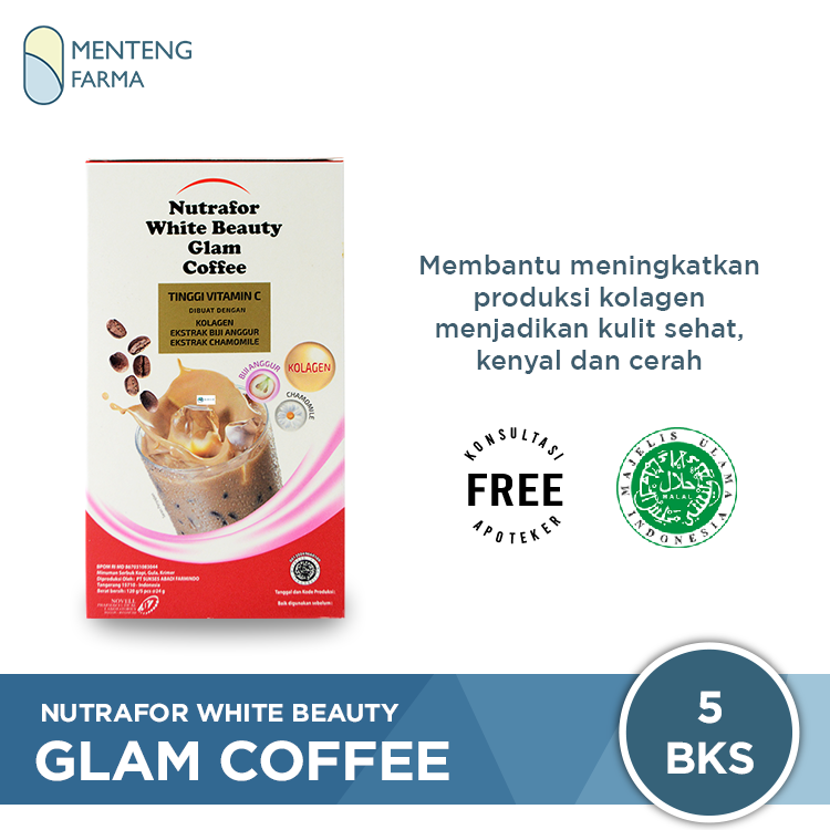 Nutrafor White Beauty Glam Coffee - Minuman Serbuk Dengan Kolagen - Menteng Farma