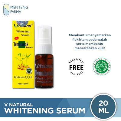 V Natural Whitening Serum 20 mL - Serum Pencerah Wajah Dengan Ekstrak Temulawak - Menteng Farma