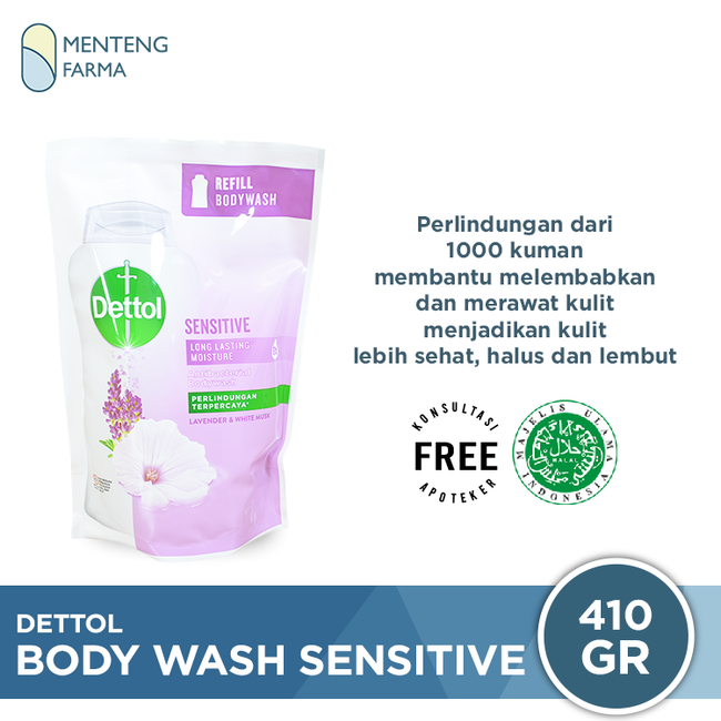 Sabun Mandi Cair Dettol Sensitive - 410 Gram - Menteng Farma