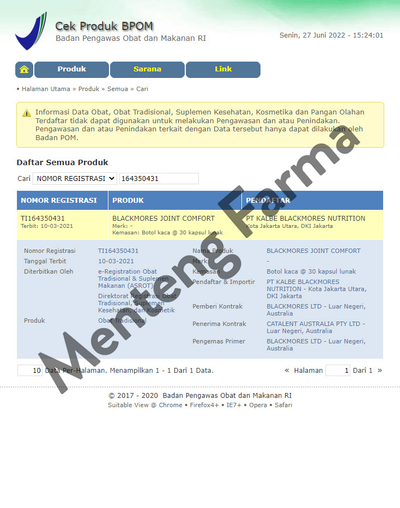 Blackmores Joint Comfort 30 Kapsul - Suplemen Kesehatan Persendian - Menteng Farma