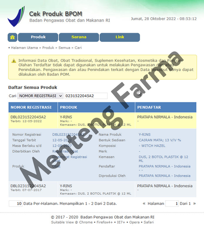 Y-rins (AIRINS) Isi 2 Botol @ 12 mL - Obat Pembersih Mata - Menteng Farma