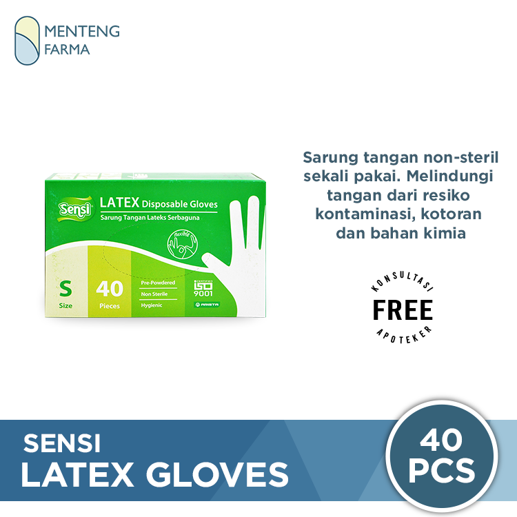 Sensi Latex Disposable Gloves Size S Isi 40 - Sarung Tangan Serbaguna - Menteng Farma
