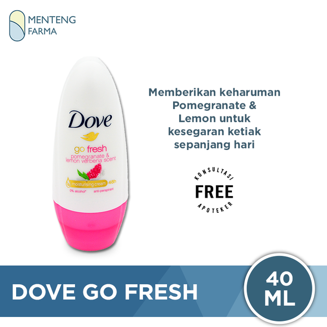Dove Deodorant Roll On Go Fresh Pomegranate 40 ML - Sensasi Segar Aroma Delima 48 Jam - Menteng Farma