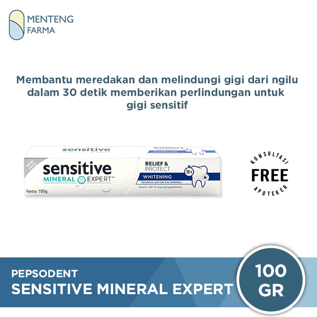Pepsodent Sensitive Mineral Expert Whitening 100 Gr - Pasta Gigi Ngilu dan Sensitive - Menteng Farma